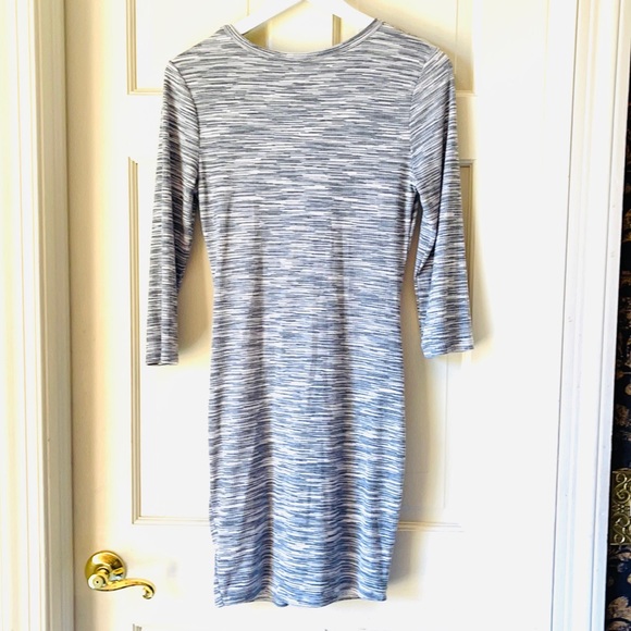 Lush Twist Front Dress Gray White - Picture 3 of 5